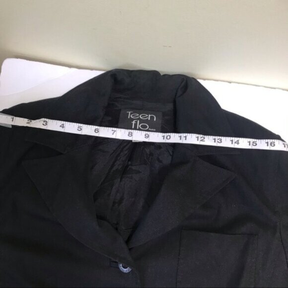TeenFlo Paris Vintage Y2K Minimalist Stretch Jacket Blazer Cotton Pockets Button - Picture 12 of 12